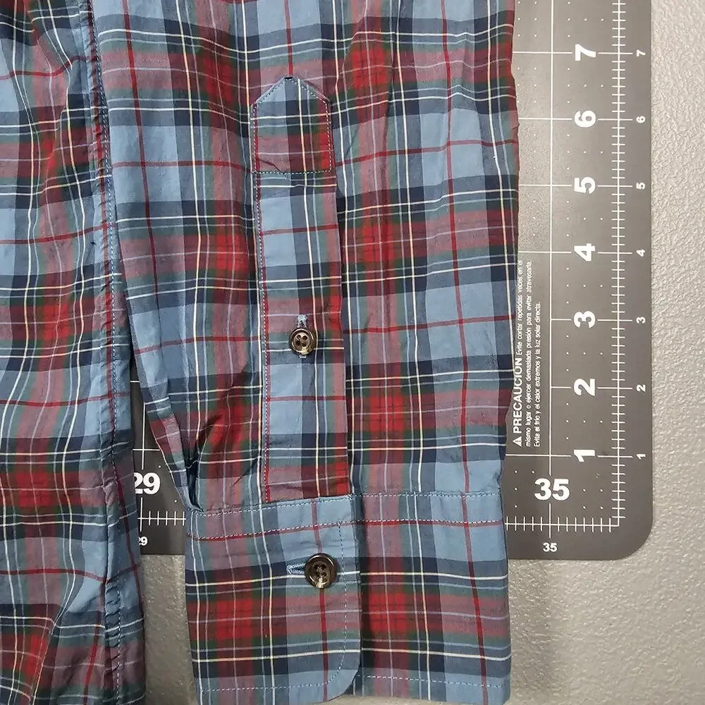 Polo Ralph Lauren Shirt Large Blue Plaid Slim Fit Stretch Preppy Academia Ivy